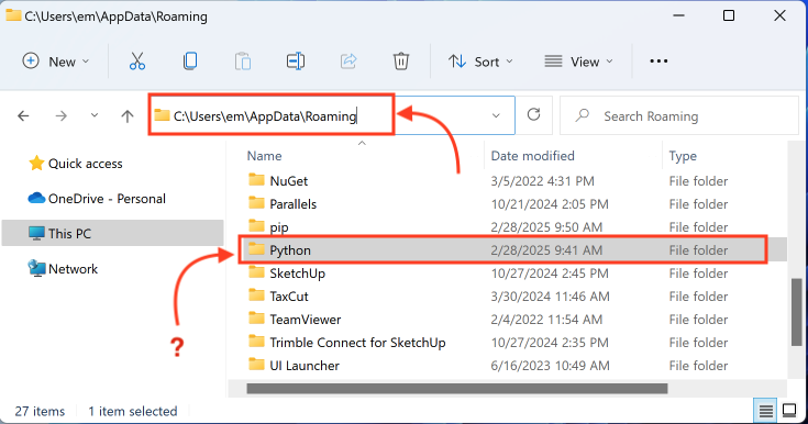 Unexpected Python directory