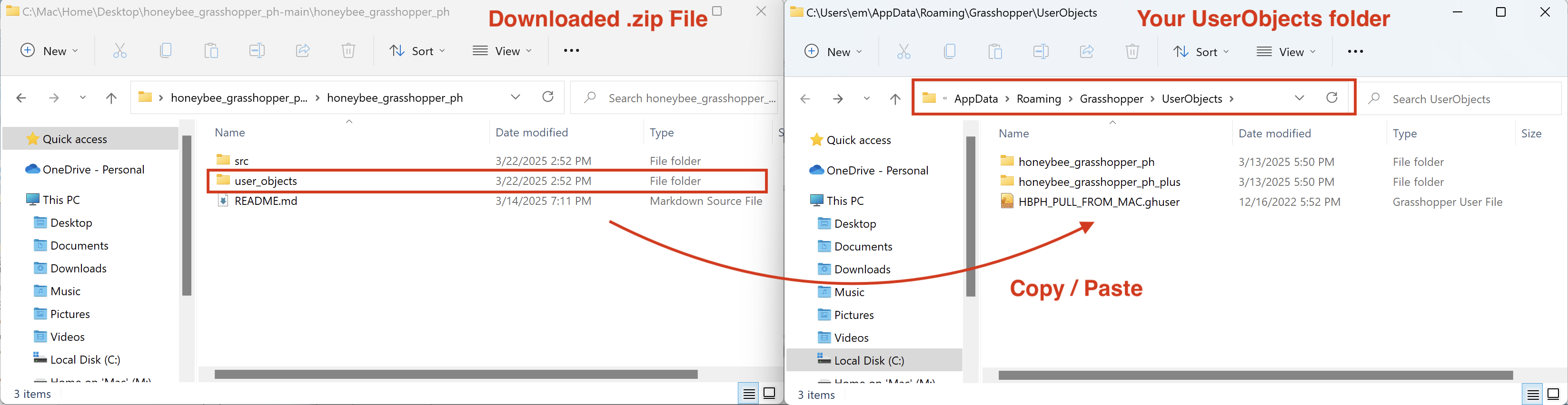 Copy Grasshopper components