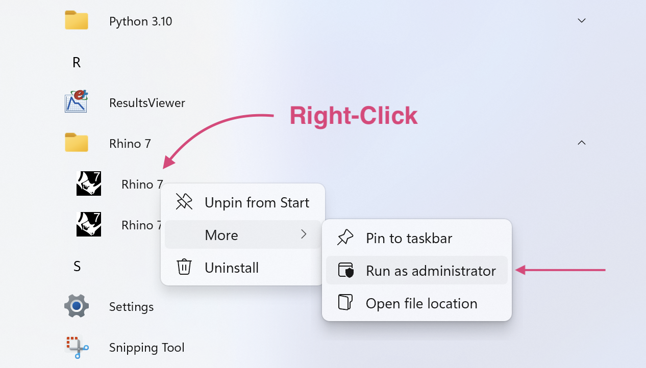 Run Rhino as Administrator
